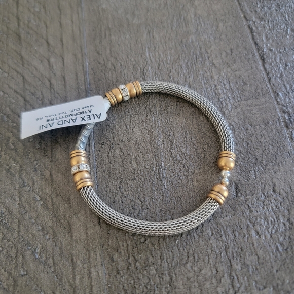 NWT Alex and Ani Mesh Cuff Two Tone Bracelet - Picture 2 of 3